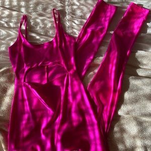 Hot pink fashion nova jumpsuit